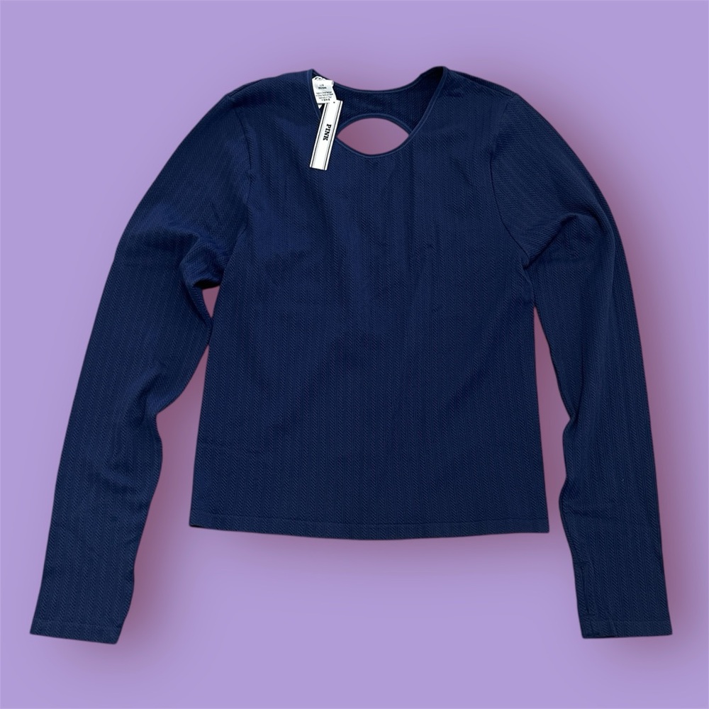 PINK Victoria's Secret Blue Long Sleeve Cut Out Blouse